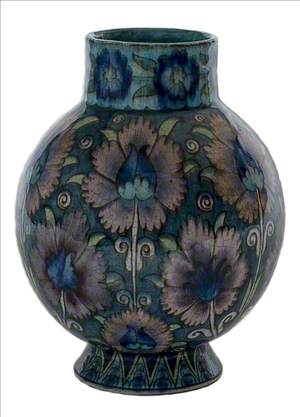 Bulbous Vase with Pink Carnation Pattern