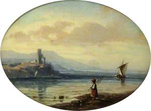 Seascape with a Castle and a Girl