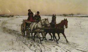 Winter Landscape with Horse Drawn Carriage