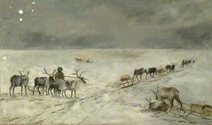 Winter Landscape with Reindeer and Sledges
