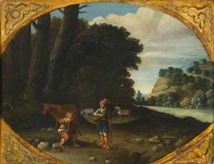 Two Pastoral Figures by a River*