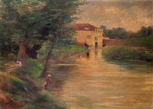 River Scene with a Mill