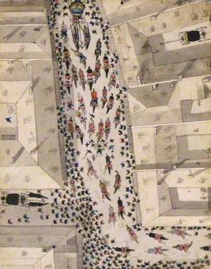 Birds-Eye View of a Procession