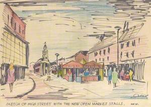 Sketch of High Street with New Open Market Stalls