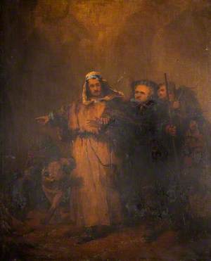 Monk, St Bernard Dog and Men in a Storm