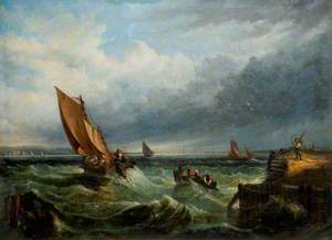 Seascape with Fishing Boats in a Stormy Sea