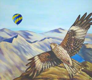 Bird of Prey and Hot Air Balloon in the Black Mountains