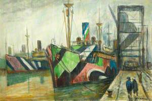 Dazzle Painted Mership Coaling, Cardiff Docks