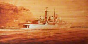 HMS 'Cardiff' Passing Penarth Head