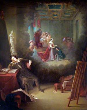 A Painter Dreaming of Queen Victoria's Patronage of the Arts (?)