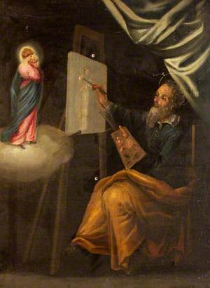 Artist Saint Painting a Madonna and Child