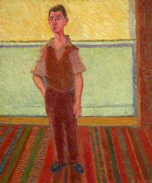 Self Portrait: Standing on a Striped Carpet