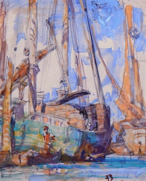 Sailing Ships Loading Timber