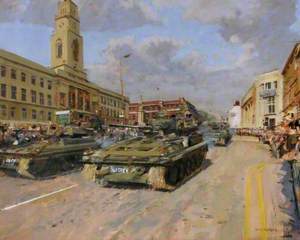 The Regiment Drives Past Barnsley Town Hall Following the Freedom Parade of 1979
