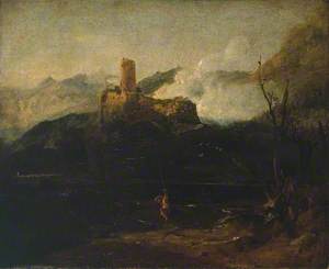 Mountain Scene with Castle, Probably Martigny