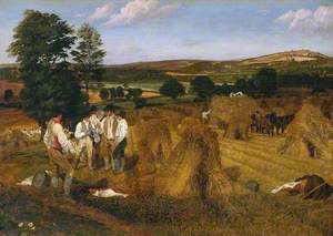 Hereford, Dynedor and the Malvern Hills, from the Haywood Lodge, Harvest Scene, Afternoon
