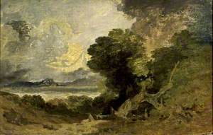 Landscape with Lake and Fallen Tree