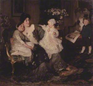 A Family Group: The Artist's Wife and Children: 'Papa Painting!'