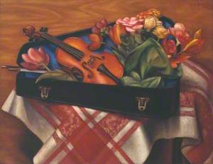 Violin Case and Flowers