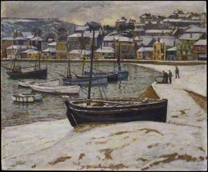 Snow in the Harbour of St Ives