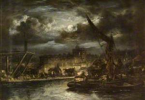 A Wharf on the Thames, Moonlight