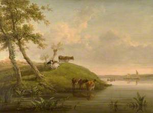 Dutch River Scene with Cattle