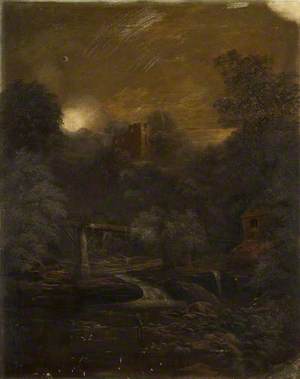 River Scene with a Fisherman and Ruins