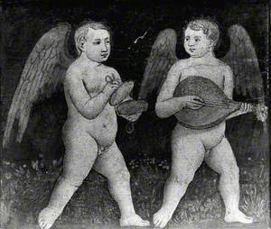 Two Putti Playing Musical Instruments