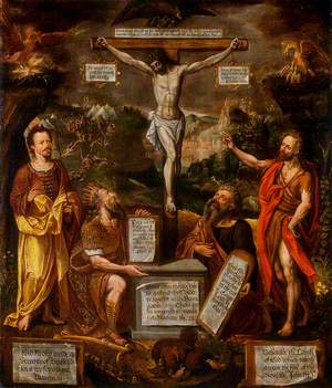 The Crucifixion with Moses, David, Saint Paul and Saint John the Baptist