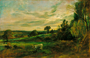 Summer Evening: View near East Bergholt Showing Langham Church, Stratford Church and Stoke-by-Nayland Church