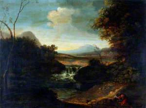 Landscape with a Waterfall and a Recumbent Figure