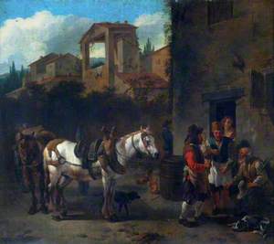 Landscape with a Wagon and Horses at an Inn Door