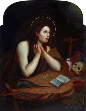 Saint Mary Magdalen Contemplating a Crucifix and a Skull