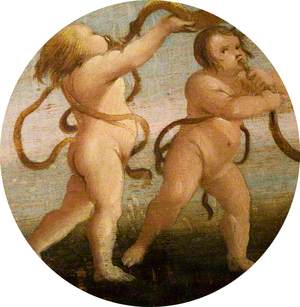 Two Putti Blowing Horns