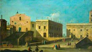 Piazza del Campidoglio, Rome, with Santa Maria in Aracoeli on the Left