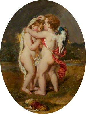 Cupid Sheltering His Darling from the Approaching Storm