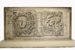 Relief with Female Head and Lion and Cub in Foliage