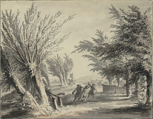 Road Scene with Footpads attacking a Traveller