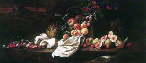 Still Life with Figs, Cherries, Plums and Two Guinea Pigs