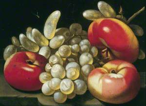 Still Life with Apples, Grapes and a Dragonfly