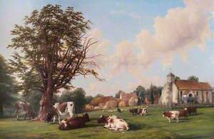 Old Milverton Church with Cattle