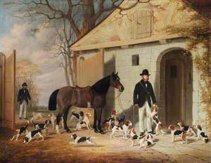 Mr George Charles Benn and Mr Anthony Staresmore Benn with Their Beagles at the Kennels, Benn Fields, Warwickshire