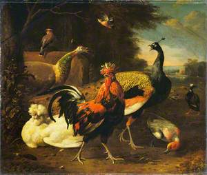 A Cockerel with Other Birds