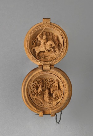 Prayer Bead with the Vision of Saint Hubert and Saint George and the Dragon