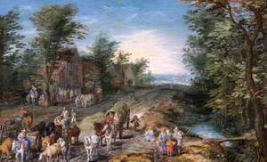 Road Scene with Travellers and Cattle