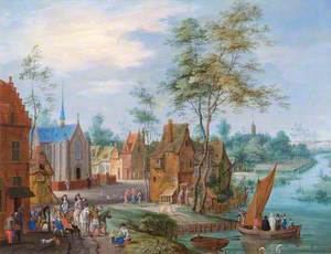 A Flemish Village with a River View
