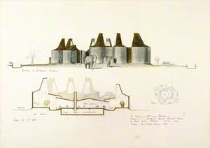 Record Drawing for Elephant and Rhinoceros Pavilion, Zoological Society of London Zoo, Regent's Park, London: Plan, Elevation and Section