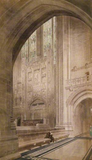Design for the Cathedral Church of Christ, Liverpool: Interior Perspective of East End from the South Aisle