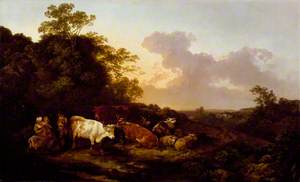 Landscape with Cattle and Figures: A Storm Coming On