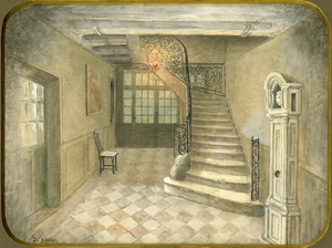 Interior Hallway of a Domestic Dwelling, with a Hall Clock and Bright Light
